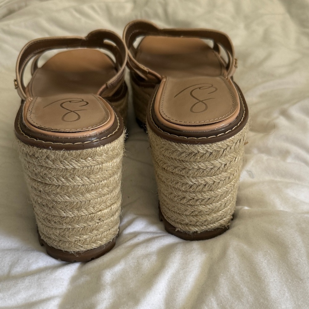 Sam Edelman Nude Patent Leather Espadrille Slide Sandals - Picture 4 of 7